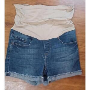 womens Maternity denim shorts Bella Vida Small full belly panel